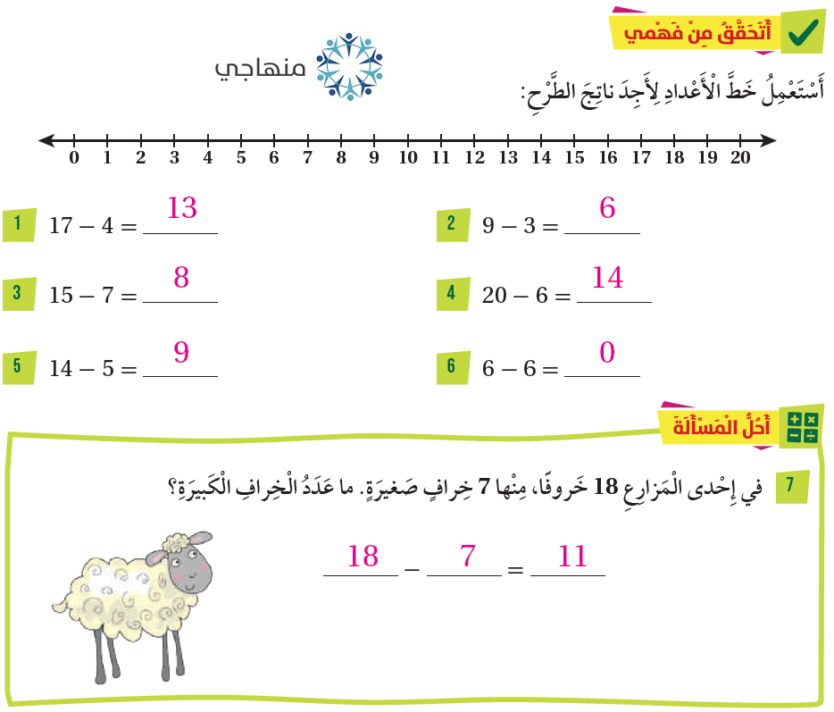 الطرح باستعمال خد الأعداد